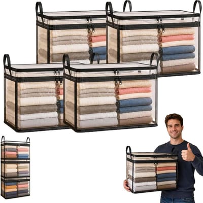 Transparante Opbergtas - Verhuisdozen - Ruimte Besparen - Verdikt Scheurvast Plastic - 4 Stuks - Transparant