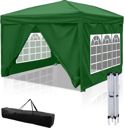 3x3 m Partytent Opvouwbaar Easy Up Paviljoen Vouwtent Met Draagtas groen
