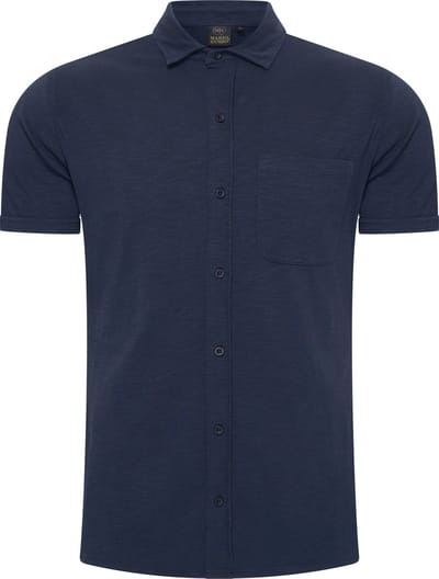 Mario Russo Korte Mouwen Overhemd - Overhemd heren - Polo Shirt Heren - t shirt heren - M - Navy