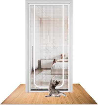 Dichte Kattenwerende Meschdeur voor Balkon en Deuren, Veilig voor Huisdieren, Ideaal voor Woonkamer, Keuken en Patio (Wit, 80x200cm)