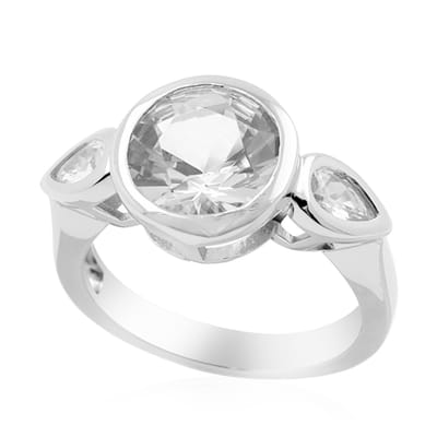 Cavill - Zilveren Ring met 2,25 ct Danburiet Ronde Briljant + 0,486 ct Peervormige Zirkonen - 925 Sterling Zilver - Elegante Mexicaanse Edelsteen
