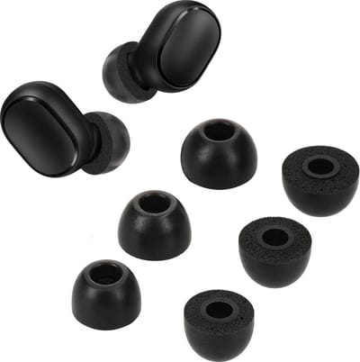 kwmobile 6x cover voor oordopjes - geschikt voor Xiaomi Airdots 2 - Van memory foam in zwart - Maat S, M en L
