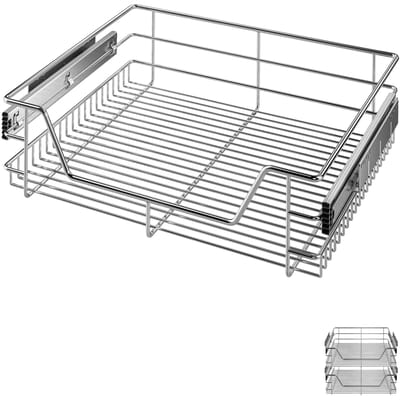 Casaria 2x Lade - Telescopisch Voor 60cm Kastbreedte 57x44x14cm - Zilver