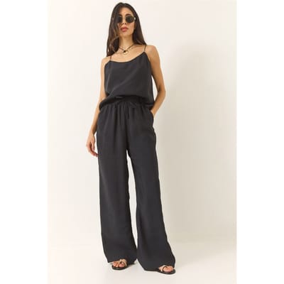 Mouwloze Camisole en Wijde Broeken Coördinatie Set
