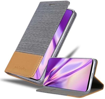 Cadorabo Hoesje geschikt voor Samsung Galaxy A51 4G / M40s in LICHTGRIJS BRUIN - Beschermhoes met magnetische sluiting, standfunctie en kaartvakje Book Case Cover Etui