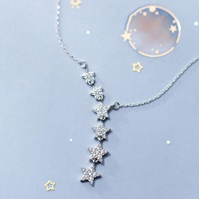 Twinkle Pentagram Vorm Hanger Ketting Voor Vrouwen Ster Maan Schakelketting Bruiloft Vakantie Fijne Sieraden gray