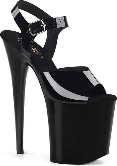 Pleaser - FLAMINGO-808N Sandaal met enkelband, Paaldans schoenen - Paaldans schoenen - 44 Shoes - Zwart