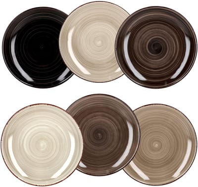 Set van 6 taart dessertborden Grijs 19,5cm
