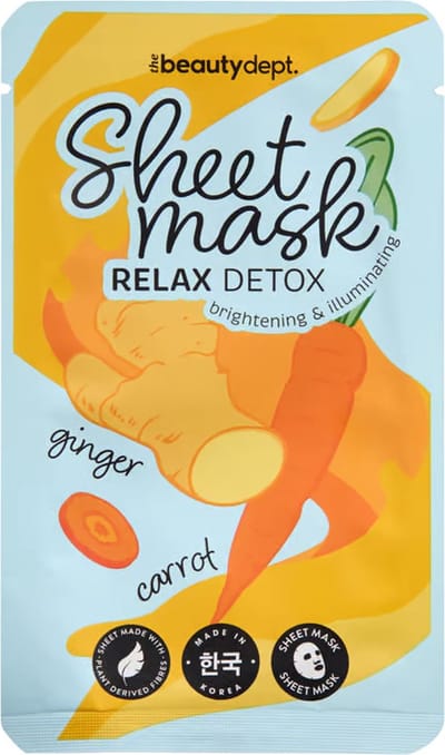 Beauty dept face tissue mask - gezichtsmasker - relax detox - ginger carrot - gember wortel - korea