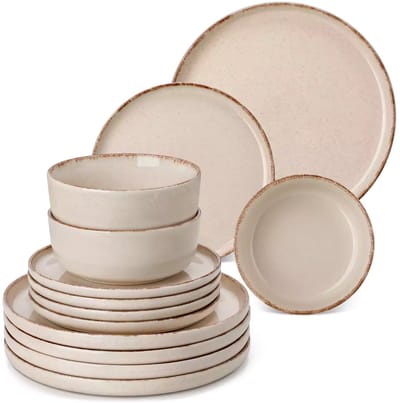 Luxe Serviesset – 24 delig – 6 persoons – Steengoed - Bordenset – Dinner platen – Dessertborden - Kommen - Diepbord - Beige
