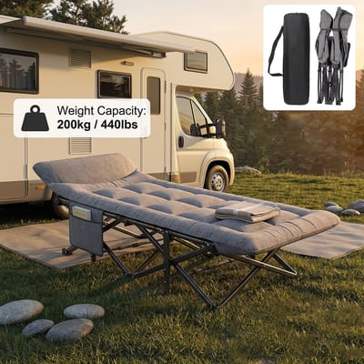 Opvouwbaar campingbed met kussen draagtas comfortabel veldbed stevig tot 200 kg belastbaar