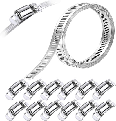 Hoge kwaliteit roestvrijstalen slangklemmen set van 12, geschikt voor gasleidingen, waterleidingen en auto slangen, bandbreedte 12,5 mm
