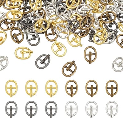 80 Stuks Mini Oval Metaal Gespen voor Poppenmaken - 10.5x8mm, 4 Kleuren, Ideaal voor DIY Tas en Riemen