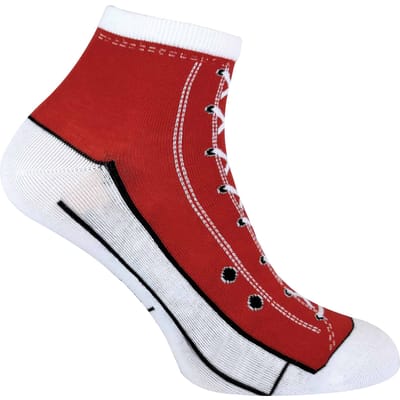 Set van 2 uniseks katoenen sokken die op schoenen lijken - Rood