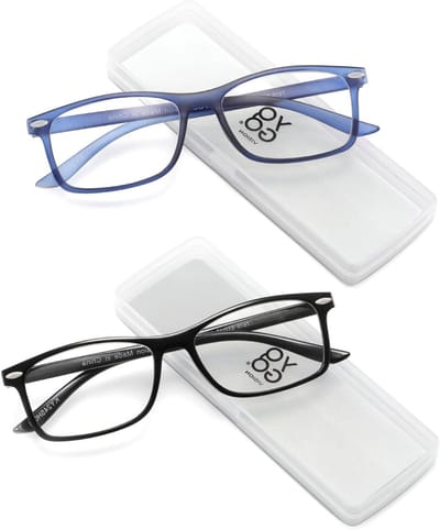 Leesbril Set - Leesglazen Brillenglazen - Comfortabel Lezen - Ultradun & Lichtgewicht - 2 Stuks - Zwart Marineblauw
