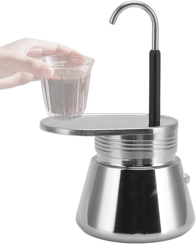 Compacte Moka Pot voor 1 Kopje Espresso - RVS Koffiezetter voor Thuis en Kamperen - Perfecte Espresso Maker en Percolator