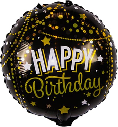 Happy Birthday Ballon Helium Ballonnen Feest Verjaardag Versiering Zwart & Goud 45 Cm - 1 Stuk