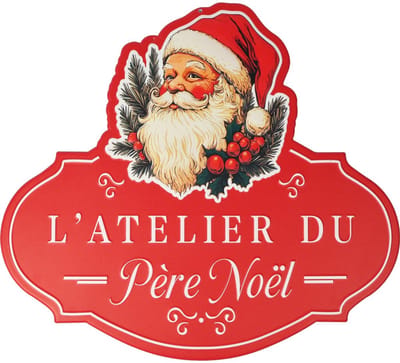 Dekoratief | Wanddeco 'Atelier Du P?re No?l', rood, metaal, 50x45cm | A255784