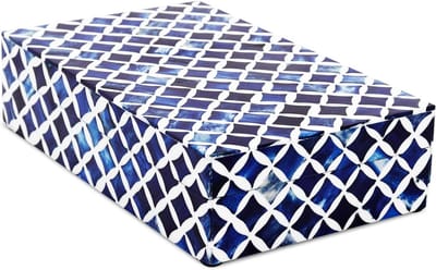 Handgemaakte Blauwe Herinneringen Organizer met Deksel voor Sieraden en Foto's