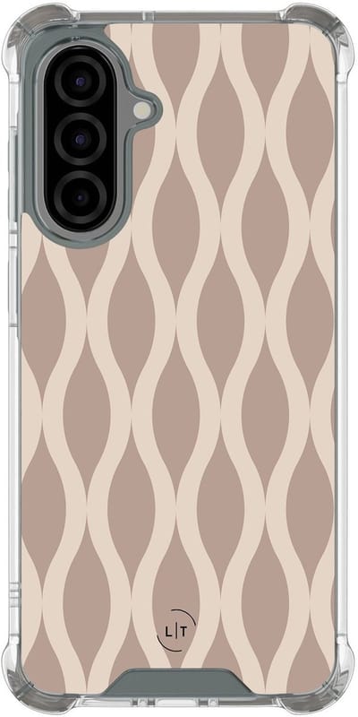 Shockproof hoesje - Geschikt voor Samsung Galaxy A36 - Abstract beige - Extra sterke case - TPU/polycarbonaat - Print / Illustratie - Beige, Transparant