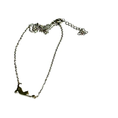 GoedeDoelen.Shop| Ketting Stretching Cat Zilver | Katten Ketting | Poezen Ketting | Zilverkleurige Ketting | Kettinglengte 46+5 CM | RVS Ketting | Unisex Ketting | Vriendschapsketting | Wellness-House