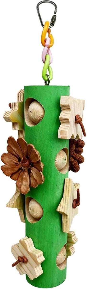 Vogelspeelgoed Papegaai - Kauwspeelgoed Vogel - Snavel Verzorging - Natuurlijk Houtmateriaal - 4 x 4 x 26 cm - Groen