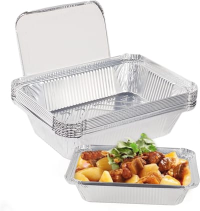 Allecta - 10-delige aluminiumfolie trays 2250 ml - grote folie voedselcontainers met deksels - wegwerpfolie bakplaten - afhaalmaaltijd tin - oven roosteren grillen koken BBQ - feestvoedsel