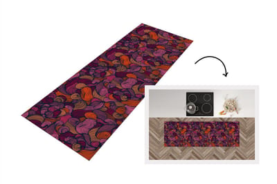 Keukenloper - Loper keuken - Patroon - Line art - Art nouveau - 150x50 cm - Keukenloper vinyl
