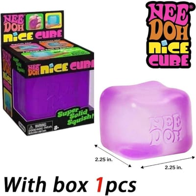 Squishy Nee Doh Nice Cube Super Knijp Fidget Speelgoed, Transparant Rood Stressverlichtende Squishy Kubus, BPA-vrij Speelgoed voor Kinderen Volwassenen paars