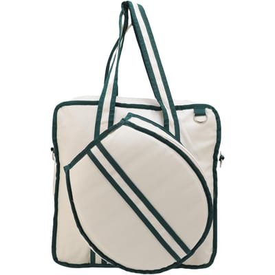 Sac de Tennis Grande Capacité Sac de Raquette de Tennis avec Bandoulière Réglable pour Femmes Hommes Toile white