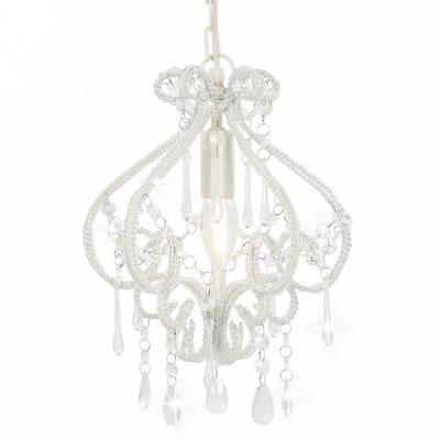 vidaXL Plafondlamp met kralen rond E14 wit