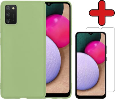 Hoesje - Met Screenprotector - Geschikt voor Samsung Galaxy A02s - Sterk & Shockproof - Telefoon Hoes - Back Cover - Siliconen Case - Telefoonhoes - Groen
