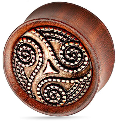 Dotted Triskel Rosewood Plug - 12 mm ©LMPiercings