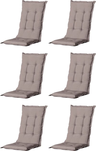 Madison - Tuinkussen - Universeel - Hoge Rug - 6 st. - Basic Taupe - 120x46cm - Taupe - Tuinstoelkussens - Standenstoel