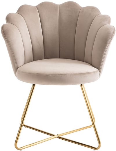 Vente-unique Stoel van fluweel en metaal - Beige en goudkleurig - FIORI II