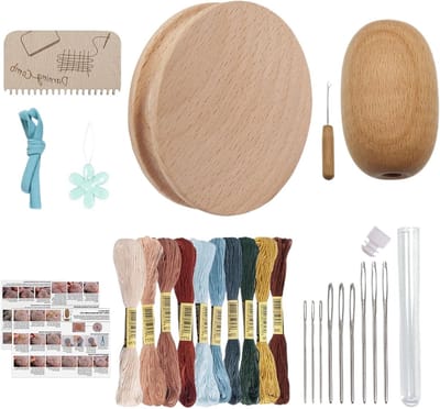 Sokken Stopset - Reparatieset Textiel - Kleding Herstellen - Complete Houten Set - 10 Garenkleuren - Niet Gespecificeerd
