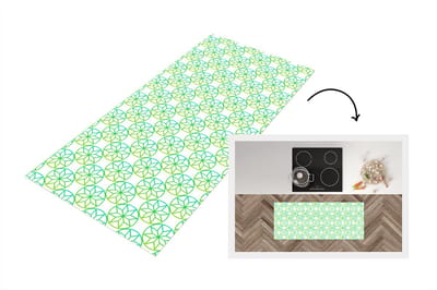 Keukenloper - Loper keuken - Groen - Sterren - Patronen - Cirkel - 120x50 cm - Keukenloper vinyl