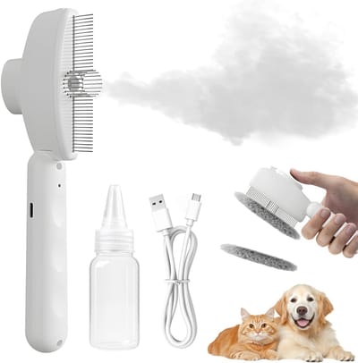 Huisdier Verzorging met Stoomborstel, Massagkam voor Katten en Honden met Verlichting, Ideaal voor Dierenverzorging