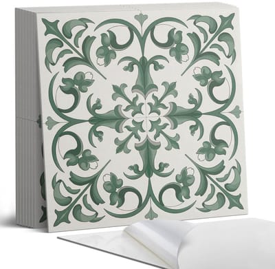 Coloray Plaktegels - Plantenpatroon met een bloemenmotief Portugese Tegels - 30 cm x 30 cm - Groente Plaktegels - 9 stuks - Vierkant PVC Tegels - Plaktegels Keuken - Zelfklevende Vloertegels - Vinyltegels Vloer Zelfklevend - Zelfklevende Tegels