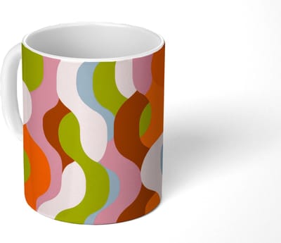 Mok - Koffiemok - Abstract - Vormen - Roze - Mokken - 350 ML - Beker - Koffiemokken - Theemok