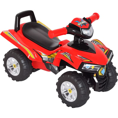 HOMCOM kinderwagen Quad 12-36 maanden dim. 60L x 38l x 42H cm licht- en geluidseffecten Rood Zwart