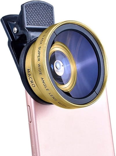 2-in-1 Camera Lens Kit voor Mobiele Telefoon - 0.45x Groothoeklens en Macro Lens - Geschikt voor Alle telefoontypes-Goud Set