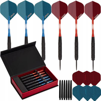 Dartpijlen, professionele dartpijlen, 6 stuks, compleet, 18 gram, multiset met etui