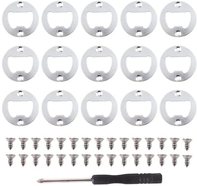 Dailygoods- Flesopener 15 Stuks - Bieropener - Inzetstukken - Roestvrij Staal - Doe-het-zelf Kit - Diameter 39,5 mm