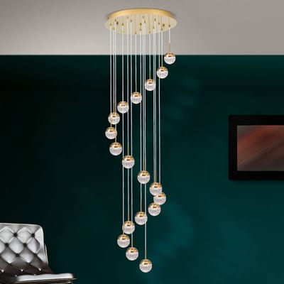ORION LED hanglamp Ball 18-lamps, goud/crème