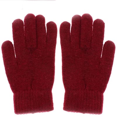 Gebreide handschoenen - Wollen handschoenen - Winter - Koude handen - Wijnrood - Zachte handschoenen