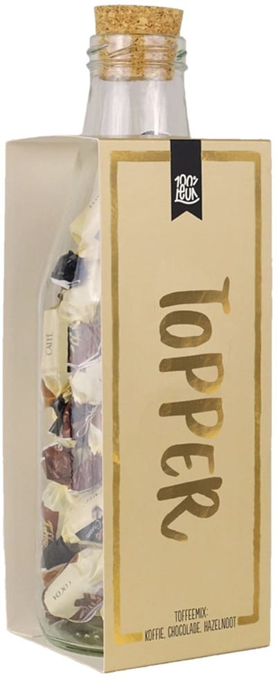 100%LEUK - Momenten fles met toffees - Topper