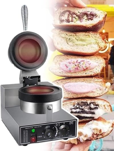 Apparaat voor Burgers - Wafelijzer - Thuis koken - Antiaanbaklaag - Instelbaar 50-300°C - Zilverkleurig