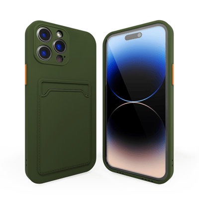 Backcover hoesje met pashouder - Geschikt voor iPhone 12 Pro hoesje - Pasjeshouder shockproof case - Ruimte voor pasjes - Siliconen hoesje donkergroen / groen