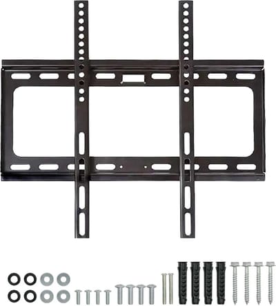 Stevige TV-muurbeugel van zwart roestvrij staal met afmetingen 45,5 x 42,5 x 1 cm (VESA) - Max. Draagvermogen 50 kg